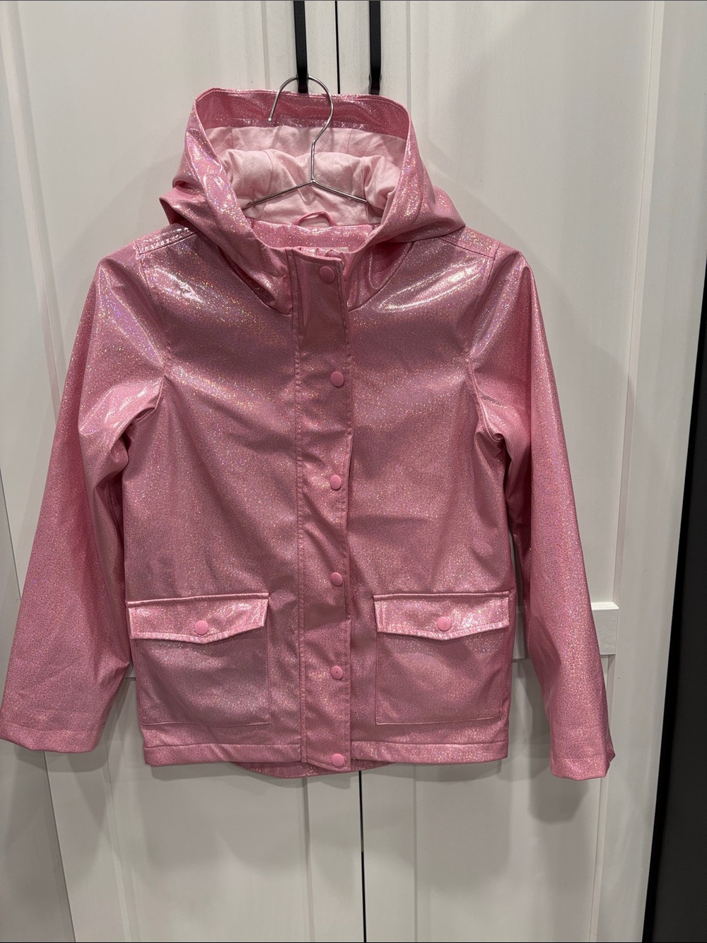 Joe Fresh Sparkle Pink Hooded Raincoat